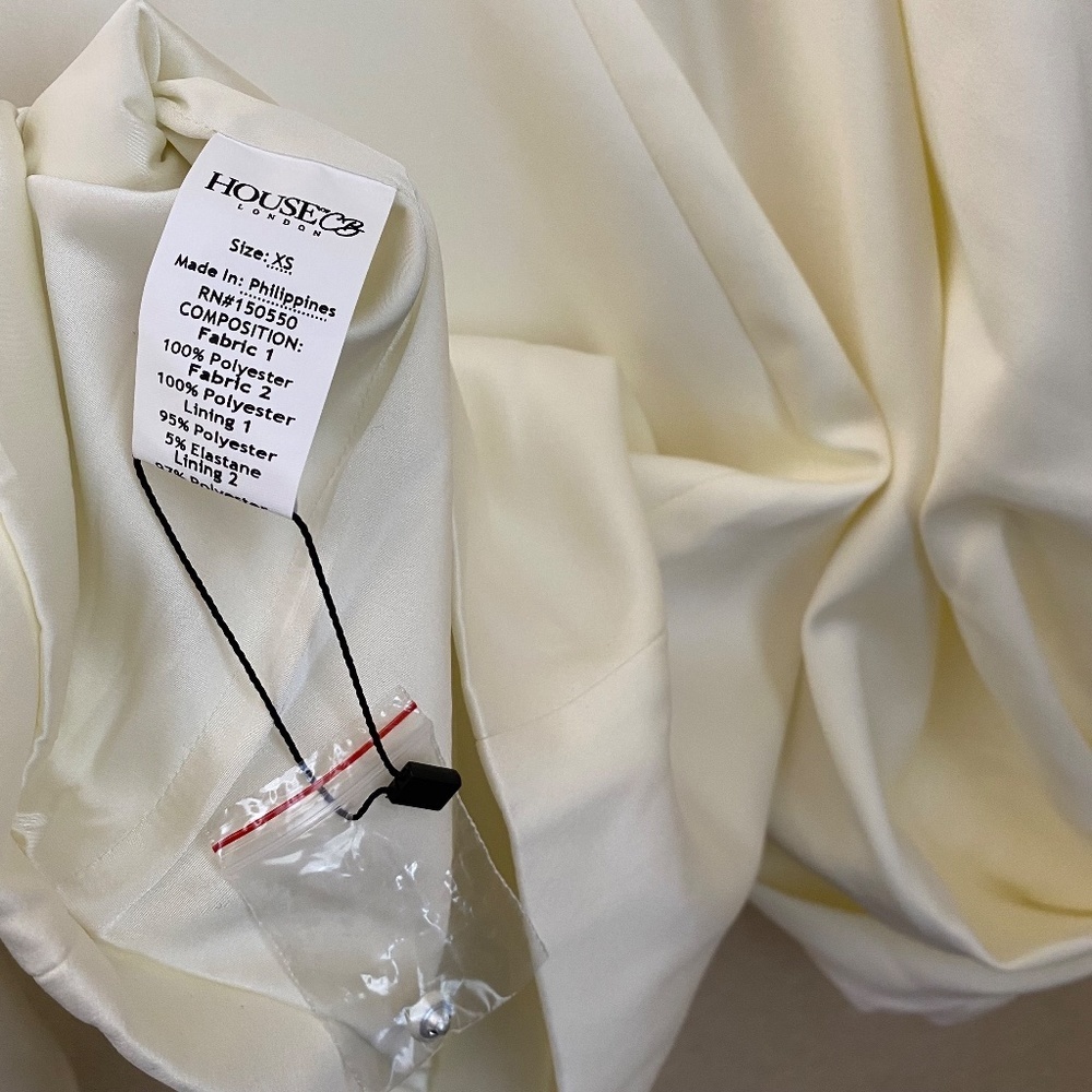 HOUSE OF CB 'Carlyn' Ivory Satin Balloon Sleeve Mini Dress/Size XS‎ NWOT - Picture 11 of 15